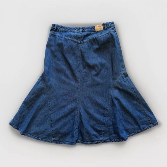 Liz Claiborne Midi Jean Skirt Sz 8 Retro Y2K 90s Flare Boho Western Preppy Long - Picture 3 of 10